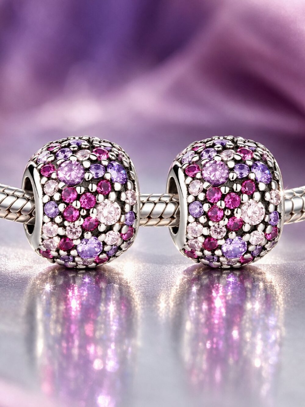 PAIR*** Pink/Purple Round Chams